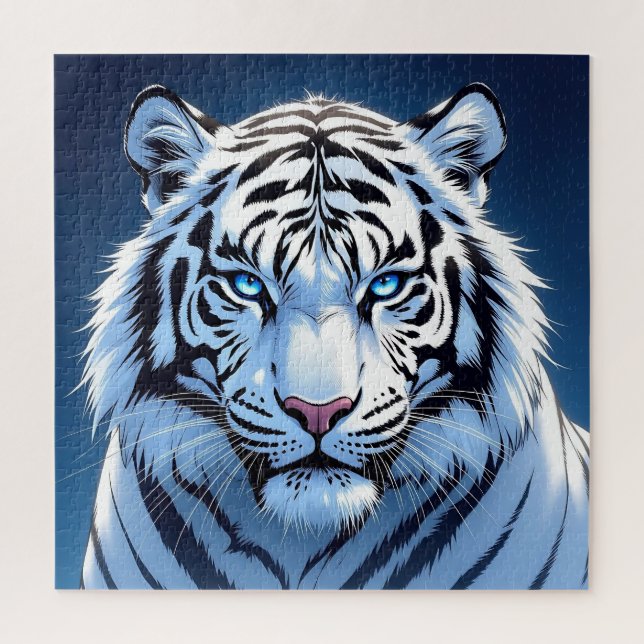 Quebra-cabeça Tigre Branco de Olhos Azuis (Vertical)