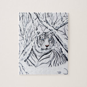 Quebra-cabeça Tigre branco que mistura-se dentro