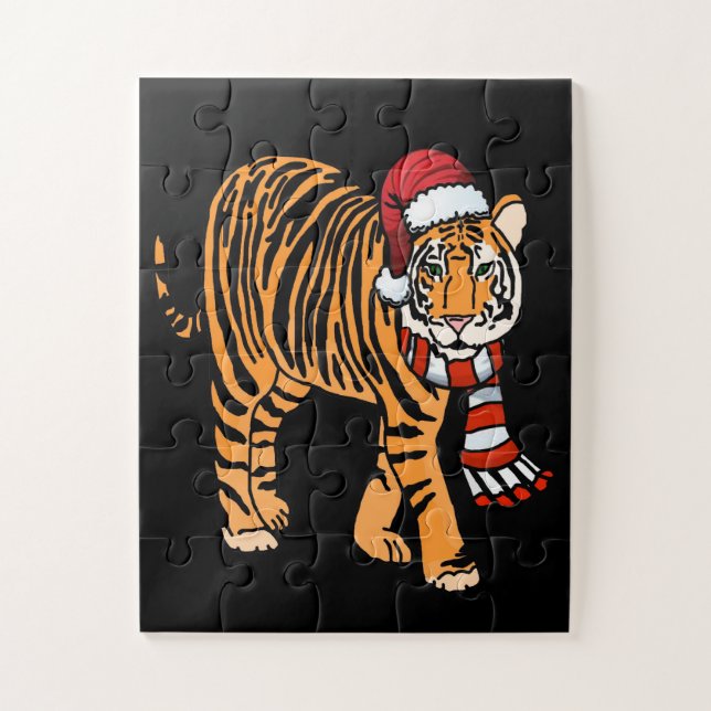 Quebra-cabeça Tigre de Natal (Vertical)