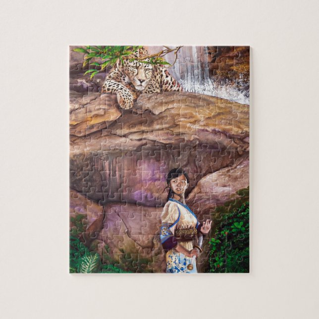 Quebra-cabeça Tigre e morango do budista de zen (Vertical)