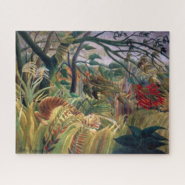 Quebra-cabeça Tigre em uma tempestade tropical | Henri Rousseau  (Horizontal)