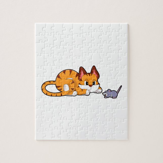 Quebra-cabeça Tigre gato com rato (Vertical)