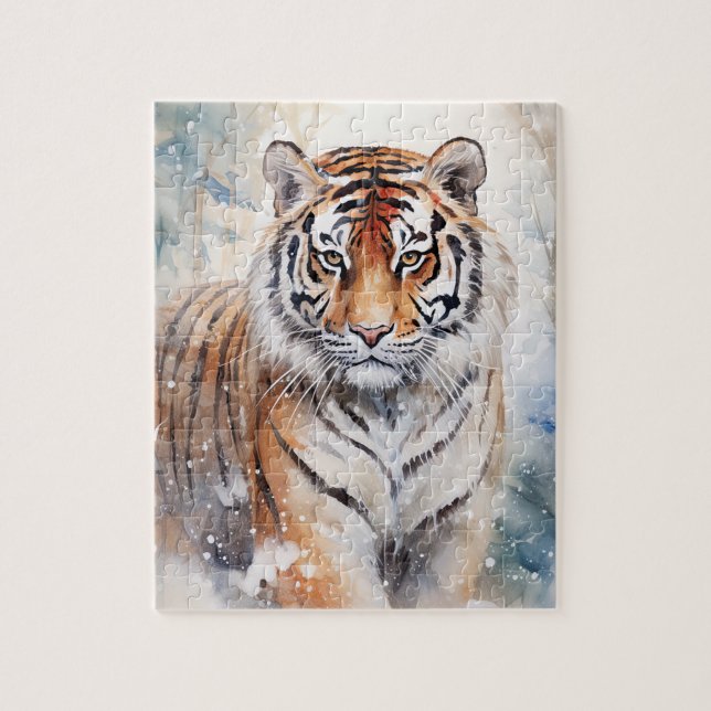 Quebra-cabeça Tigre na Neve Jigsaw #1 (Vertical)