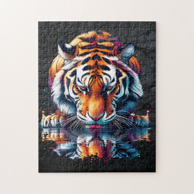 Quebra-cabeça Tigre olhando para Reflexo na Água (Vertical)