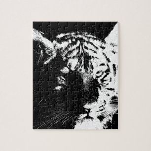 Quebra-cabeça Tigre Pop de Arte Preto e Branco
