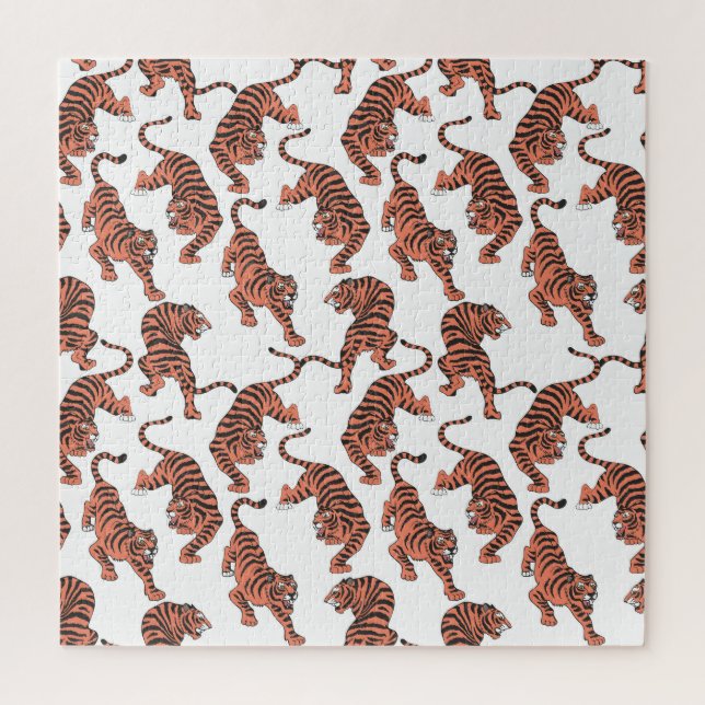 Quebra-cabeça Tigres de colheita, padrão sem costura desenhado à (Vertical)