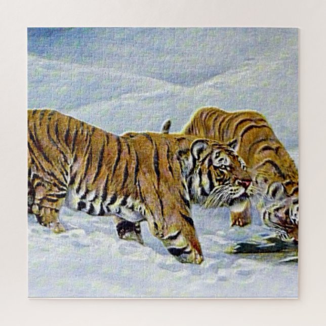 Quebra-cabeça Tigres na neve (Vertical)