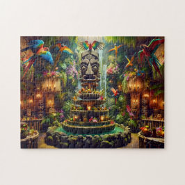 Quebra-cabeça Tiki Tropical Místico Papagaios Totens Tiki Selva