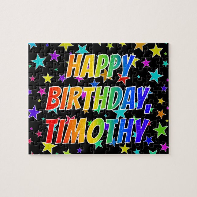 Quebra-cabeça "TIMOTHY" Primeiro Nome, Diversão "FELIZ ANIVERSÁR (Horizontal)