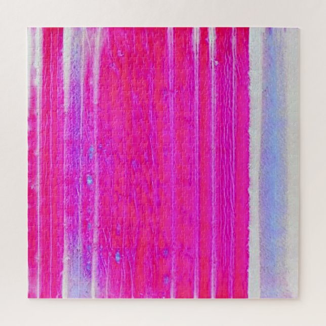 Quebra-cabeça Tinta-Abstrato vibrante, rosa e riscas roxas (Vertical)