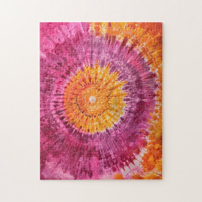 Quebra-cabeça Tinta-Dye Rosa e Laranja Redemoinho (Vertical)