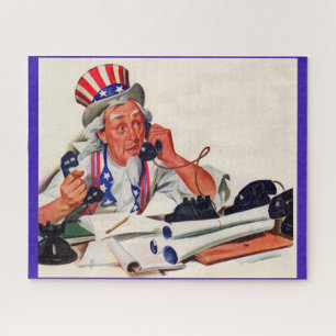 Quebra-cabeça Tio Sam dos anos 40 ao telefone