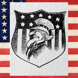 Quebra-cabeça Tio Sam Patriótico Vintage e Bandeira Americana