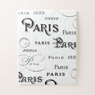 Quebra-cabeça Tipografia Caligrafia Paris França Torre Eiffel