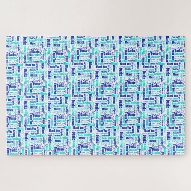 Quebra-cabeça Tipografia Multilíngue Obrigado Blues (Horizontal)