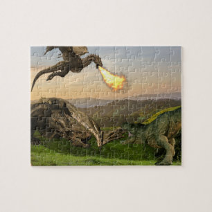 Quebra-cabeça Tiranossauro Dragão Dinosaur Fantasia luta