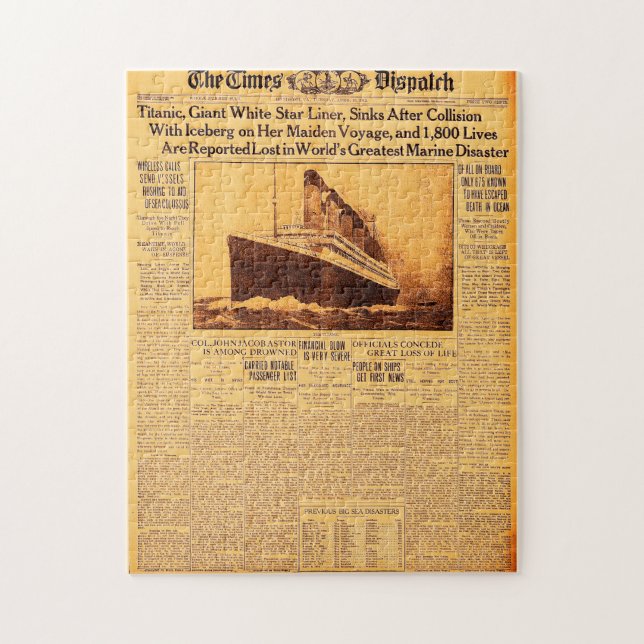 Quebra-cabeça Titanic Afunda Após Colisão Com Iceberg C1912 (Vertical)