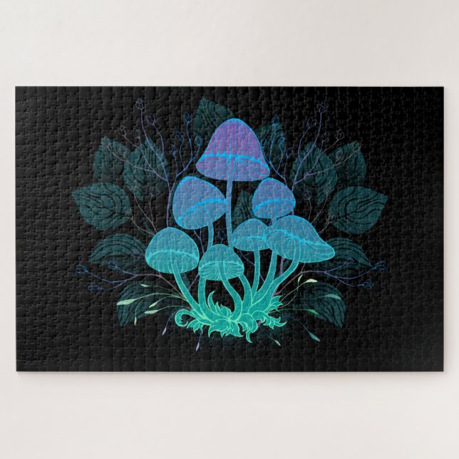 Quebra-cabeça Toadstools em arbustos (Horizontal)