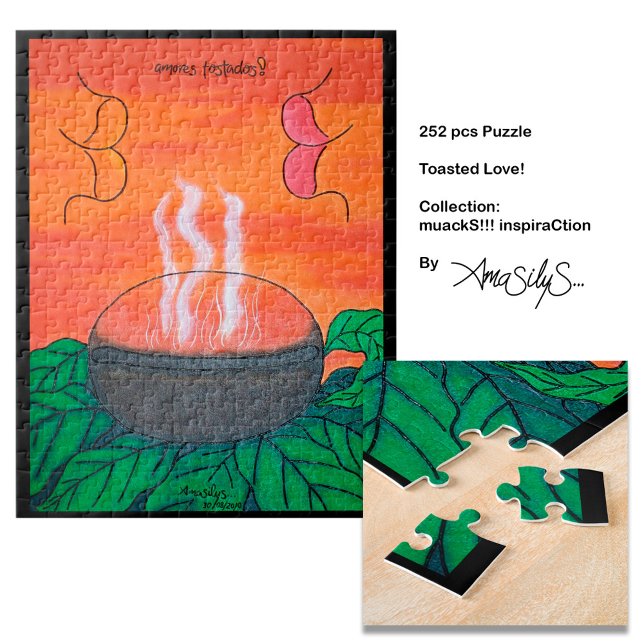 Quebra-cabeça Toasted Love muackS!!! - AmaSilyS - 252 pcs Art (Have fun putting together this coffee-inspired puzzle!)