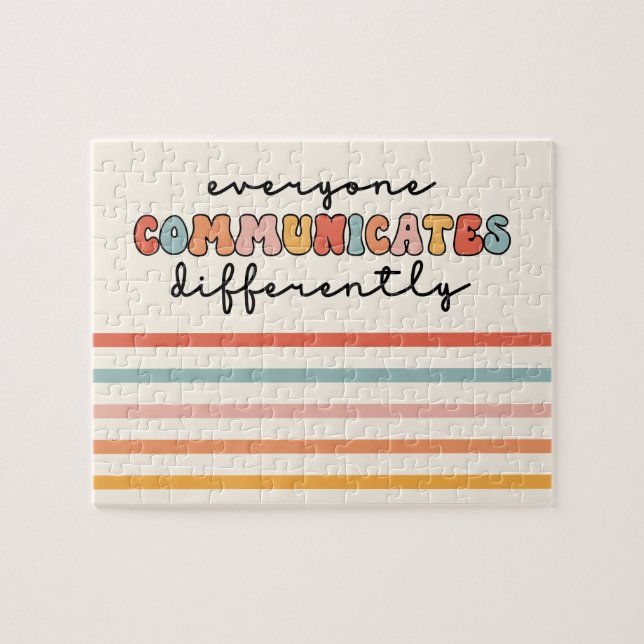 Quebra-cabeça Todos Coloridos Comunicam Diferentemente (Horizontal)