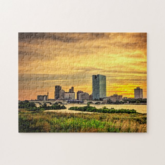 Quebra-cabeça Toledo Ohio City Skyline no Sunset (Horizontal)