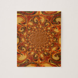 Quebra-cabeça Tons abstratos giratórios laranja, marrom e verde