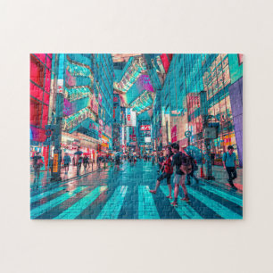 Quebra-cabeça Tóquio Japão - Luzes coloridas Comprando estrada