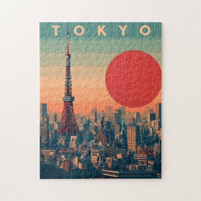 Quebra-cabeça Tóquio Japão vintage (Vertical)