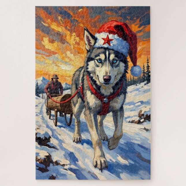 Quebra-cabeça Torno de Natal Soviético Estilo Husky Siberiano Ch (Vertical)