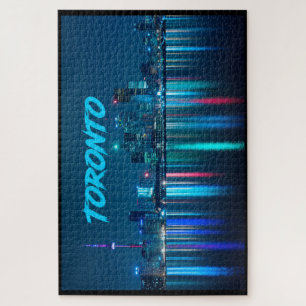 Quebra-cabeça Toronto Canada Nightime Skyline over Water Name