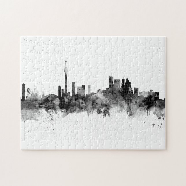 Quebra-cabeça Toronto Canada Skyline Black White (Horizontal)