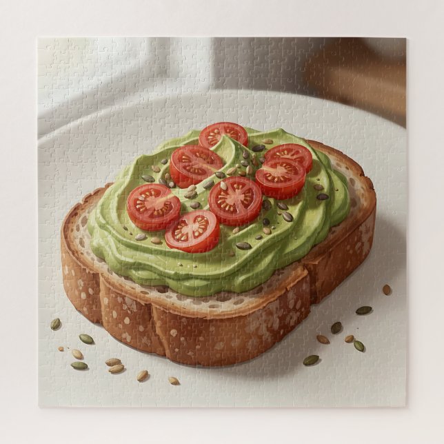 Quebra-cabeça Torrada de Abacate e Tomate Arte de Café da Manhã  (Vertical)