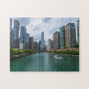 Quebra-cabeça Torre de Chicago River e de trunfo