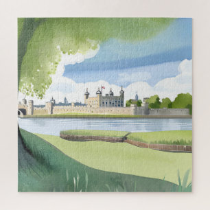 Quebra-cabeça Torre de Londres Paisagem em Aquarela do Reino U