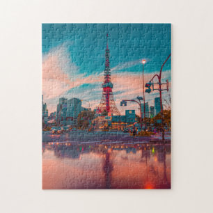 Quebra-cabeça Torre de Tóquio Minato-Ku Japão Sunset Cityscap