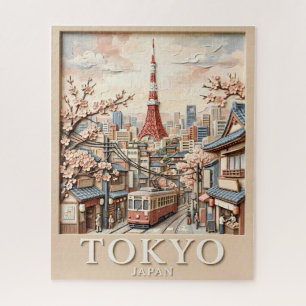Quebra-cabeça Torre de Tóquio Paisagem Urbana Japão Sakura Viage