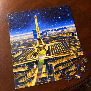 Quebra-cabeça Torre Eiffel e Paris sob as Estrelas