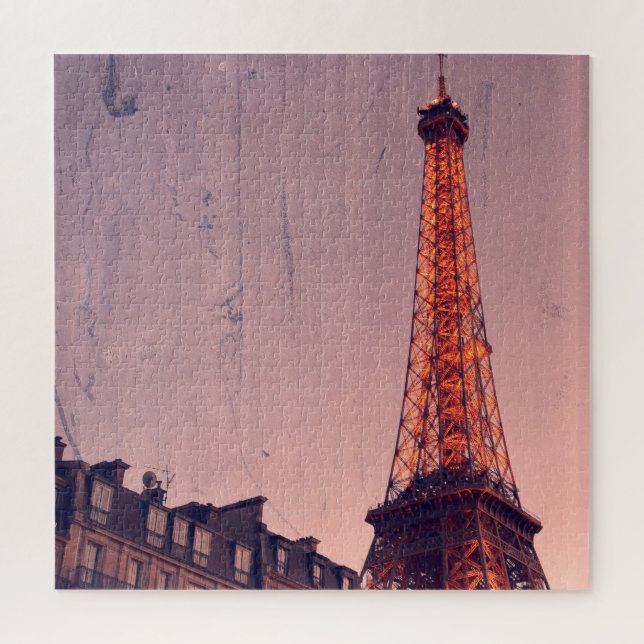 Quebra-cabeça Torre Eiffel - Estilo retroativo de Paris - 20x20  (Vertical)
