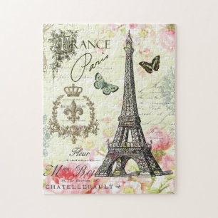 Quebra-cabeça torre Eiffel moderna do francês do vintage