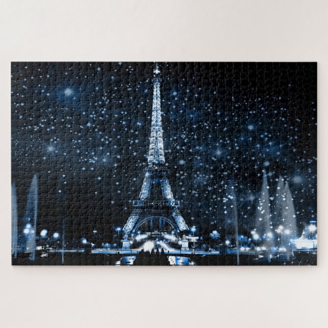 Quebra-cabeça Torre Eiffel Noite de Paris (Horizontal)