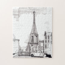 Torre Eiffel Paris França Ilustração Caneta Tinta