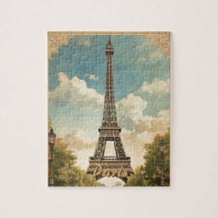 Quebra-cabeça Torre Eiffel Paris Viagem Estilo Vintage Arte Retr