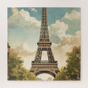 Quebra-cabeça Torre Eiffel Paris Viagem Estilo Vintage Arte Retr