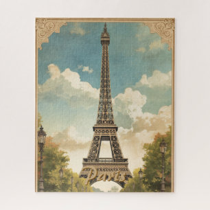 Quebra-cabeça Torre Eiffel Paris Viagem Estilo Vintage Arte Retr