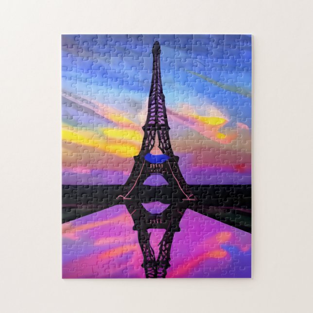 Quebra-cabeça Torre Eiffel Picturesca Em Um Sunset Brilhante (Vertical)