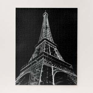 Quebra-cabeça Torre Eiffel Preto Branco Paris Viagem Vintage