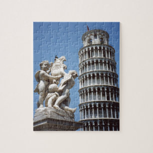 Quebra-cabeça Torre inclinada de Pisa com Estátua de Cherub