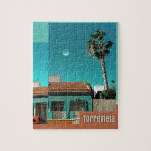 Quebra-cabeça Torrevieja na laranja e na turquesa