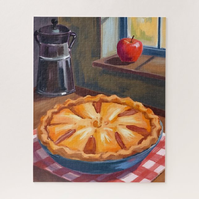 Quebra-cabeça Torta de Maçã de Outono Aquarela (Vertical)