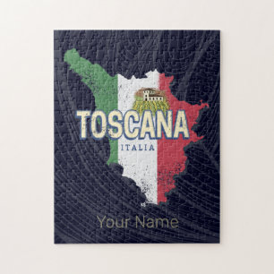 Quebra-cabeça Toscana Itália Retro Region Map Vintage Fattoria